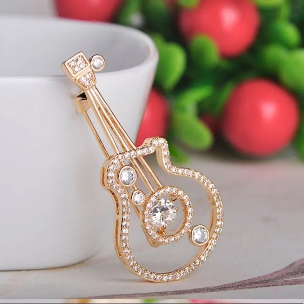 Vq Rhinestones Musical Instrumentbrooch